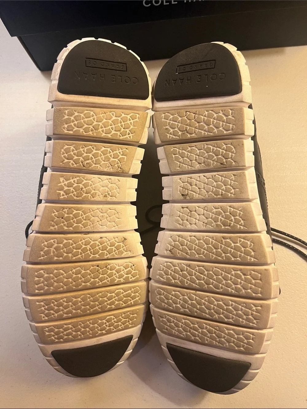Cole Haan Black Leather Wingtip Sneakers with White Sole